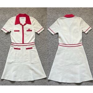 $340 Sandro Ivory Red Irene fit & flare Dress size 4/6